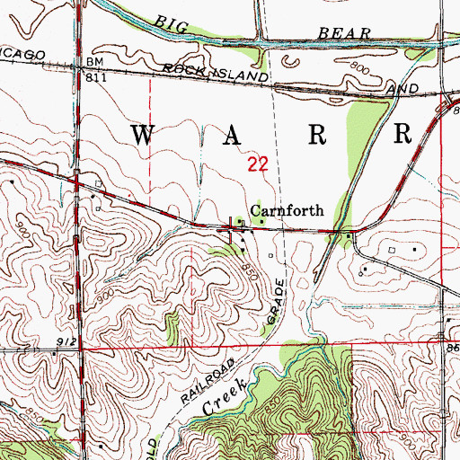Topographic Map of Carnforth (historical), IA