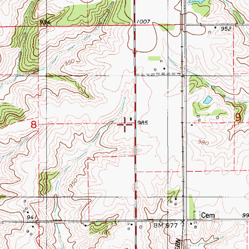 Topographic Map of Oakgrove Post Office (historical), IA