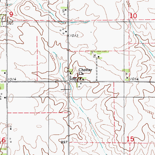 Topographic Map of Chester Center Post Office (historical), IA
