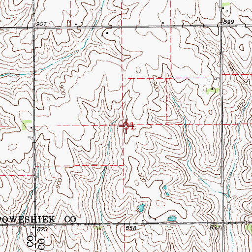 Topographic Map of Tilton Post Office (historical), IA