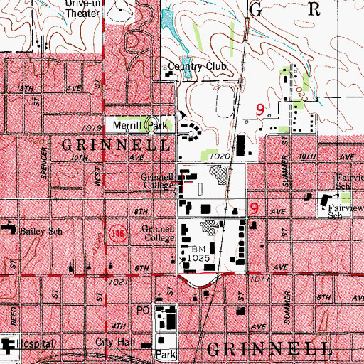 Topographic Map of Clark Residence Hall, IA