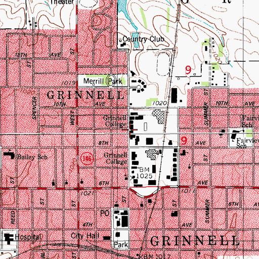 Topographic Map of Gates Residence Hall, IA