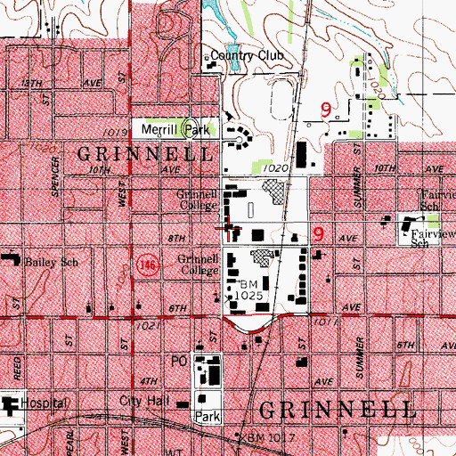 Topographic Map of Langan Residence Hall, IA