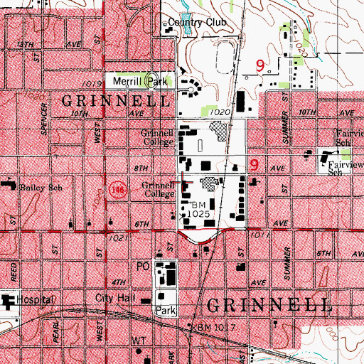 Topographic Map of Carnegie Hall, IA