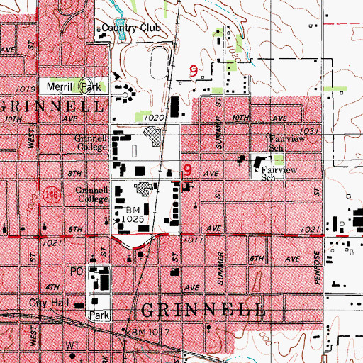 Topographic Map of Loose Residence Hall, IA