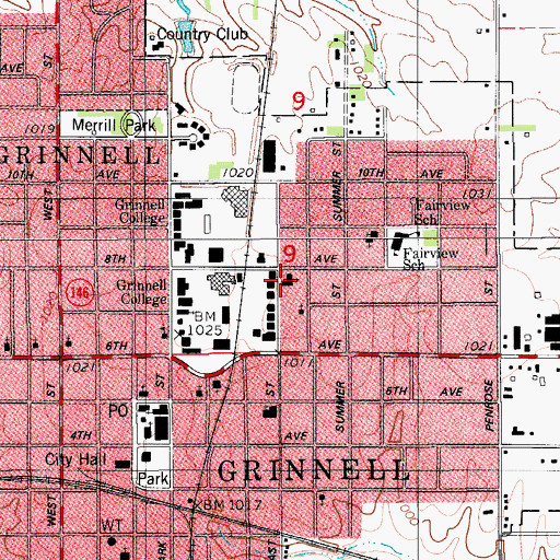 Topographic Map of Read Residence Hall, IA