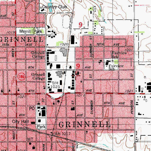 Topographic Map of Haines Residence Hall, IA