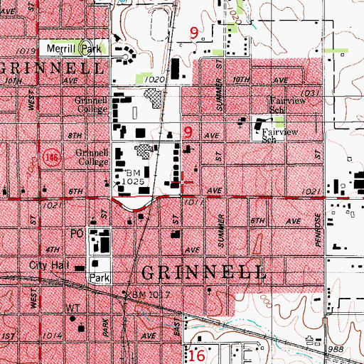 Topographic Map of Main Residence Hall, IA