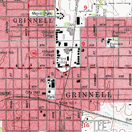 Topographic Map of Burling Library, IA