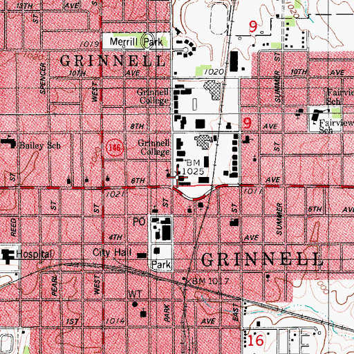 Topographic Map of Bucksbaum Center for the Arts, IA