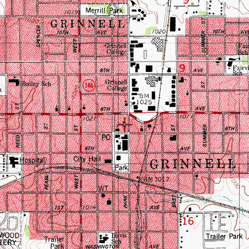 Topographic Map of Grinnell House, IA