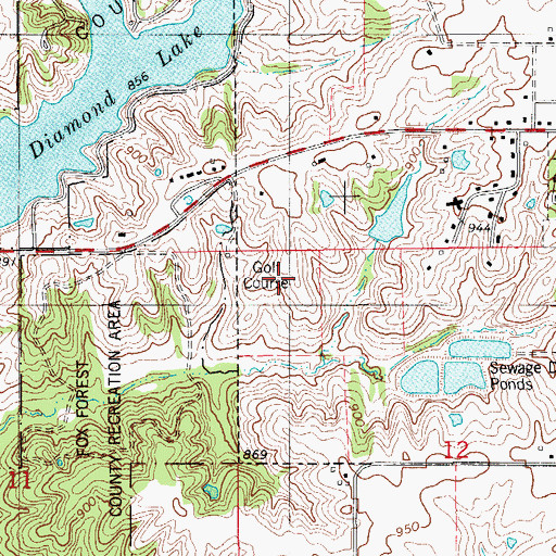Topographic Map of Montezuma Country Club, IA