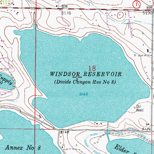 Topographic Map of Windsor Reservoir Number 8, CO