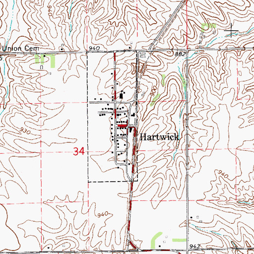 Topographic Map of Farmer's Four County Co-op Elevator, IA