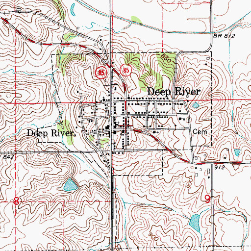 Topographic Map of Deep River Post Office, IA