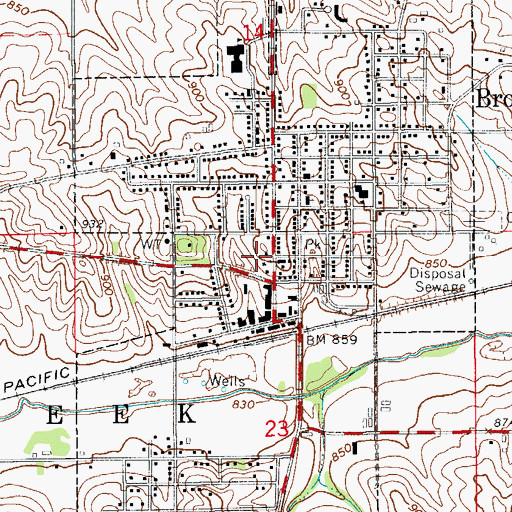 Topographic Map of Brooklyn Library, IA