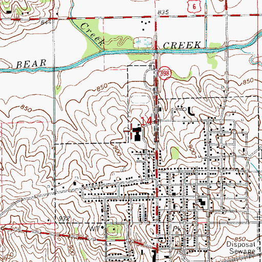 Topographic Map of Brooklyn - Guernsey - Malcom Junior / Senior High School, IA