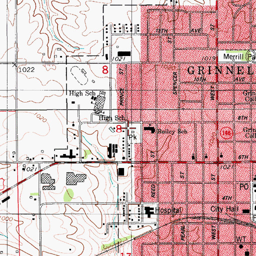 Topographic Map of Bailey Park, IA