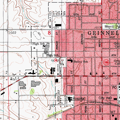 Topographic Map of Bailey Park, IA