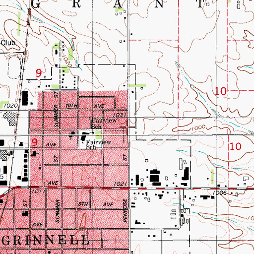 Topographic Map of Paul W Ahrens / James Paschall Memorial Park, IA