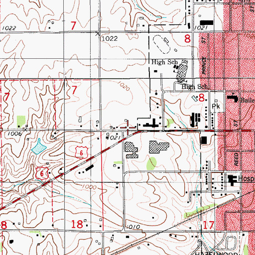 Topographic Map of Grinnell Area Christian Church, IA