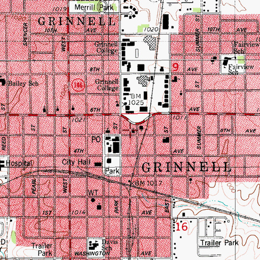 Topographic Map of First Presbyterian Church, IA