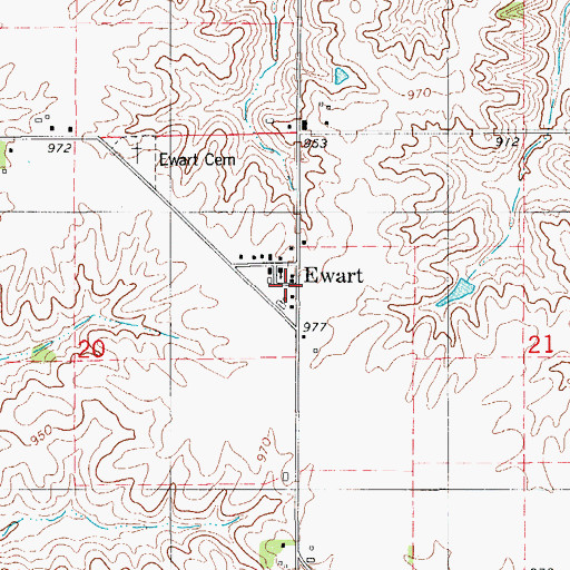Topographic Map of Ewart Presbyterian Church, IA