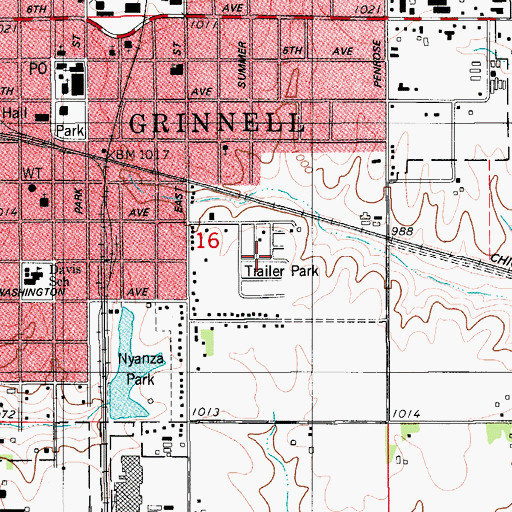 Topographic Map of Willows Mobile Home Court, IA