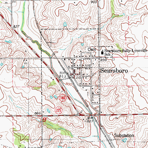 Topographic Map of Searsboro Community Fire Department, IA