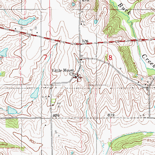 Topographic Map of Little Mount Baptist Cemetery, IA