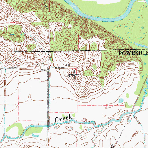 Topographic Map of Blake Cemetery, IA