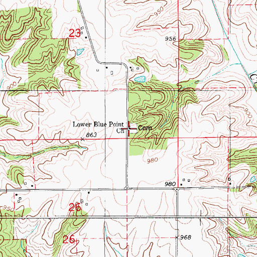 Topographic Map of Lower Blue Point Church, IA
