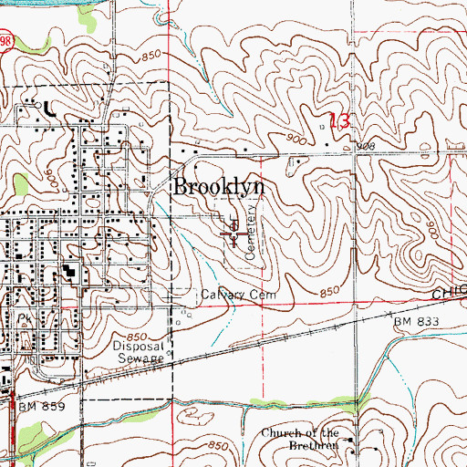 Topographic Map of International Order of Odd Fellows Cemetery, IA
