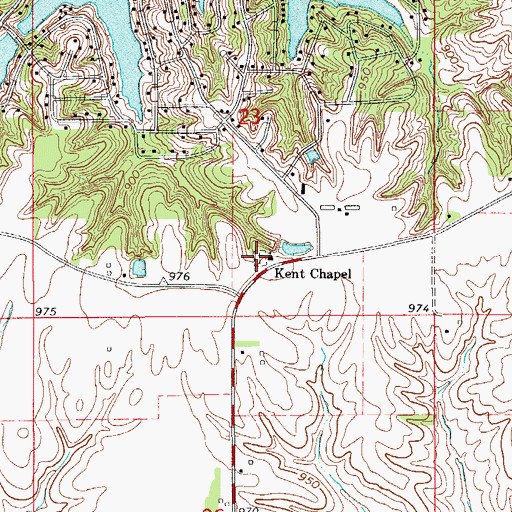 Topographic Map of Kent Cemetery, IA
