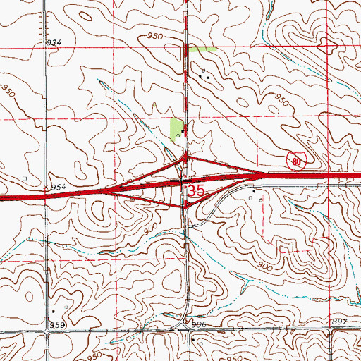 Topographic Map of Interchange 197, IA