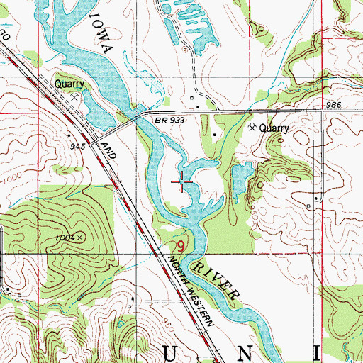 Topographic Map of David Bates Memorial Park, IA