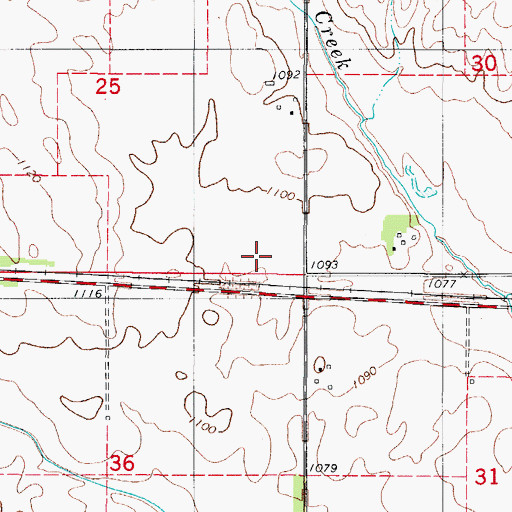 Topographic Map of Hubbard Prairie, IA