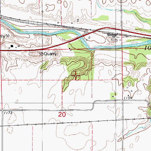 Topographic Map of Steinberg Wildlife Area, IA