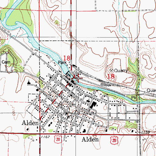 Topographic Map of Alden River Access, IA