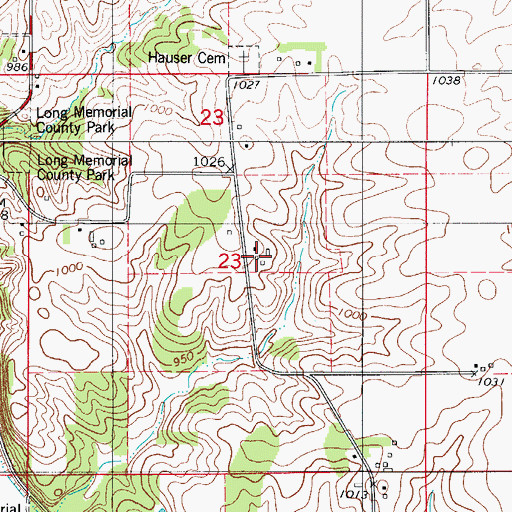 Topographic Map of Mormon Hill Post Office (historical), IA