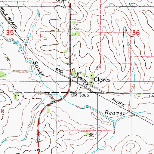 Topographic Map of Cleves Post Office (historical), IA