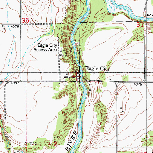 Topographic Map of Eagle City Post Office (historical), IA