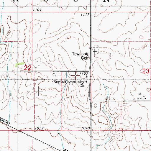 Topographic Map of Berlin Post Office (historical), IA