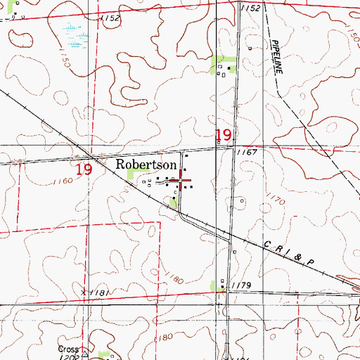 Topographic Map of Robertson Post Office (historical), IA