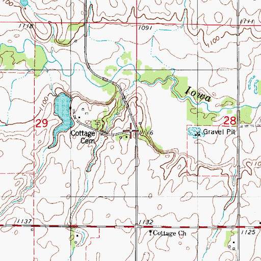 Topographic Map of Cottage Post Office (historical), IA