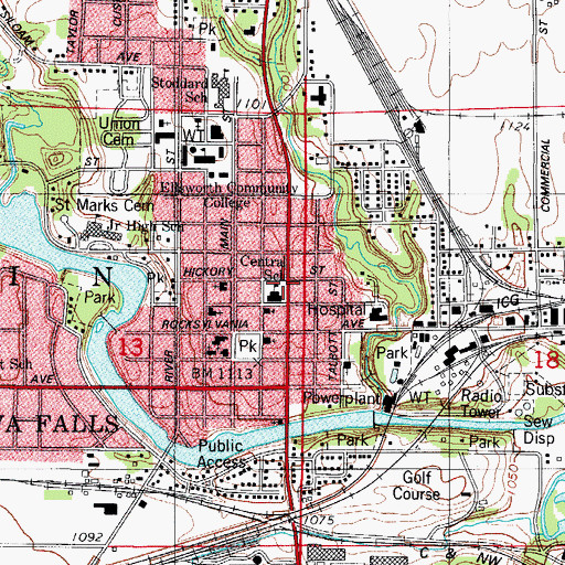 Topographic Map of Site of First Normal School Historical Marker, IA