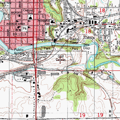 Topographic Map of Highland Golf Club, IA