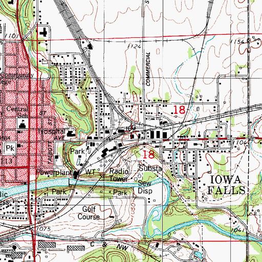 Topographic Map of Iowa Falls, IA