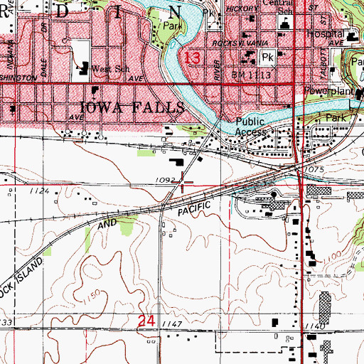 Topographic Map of Iowa Falls Fire Department, IA