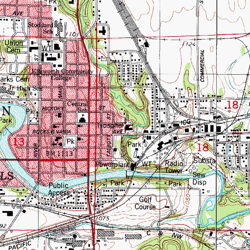 Topographic Map of Ellsworth Municipal Hospital Clinic, IA